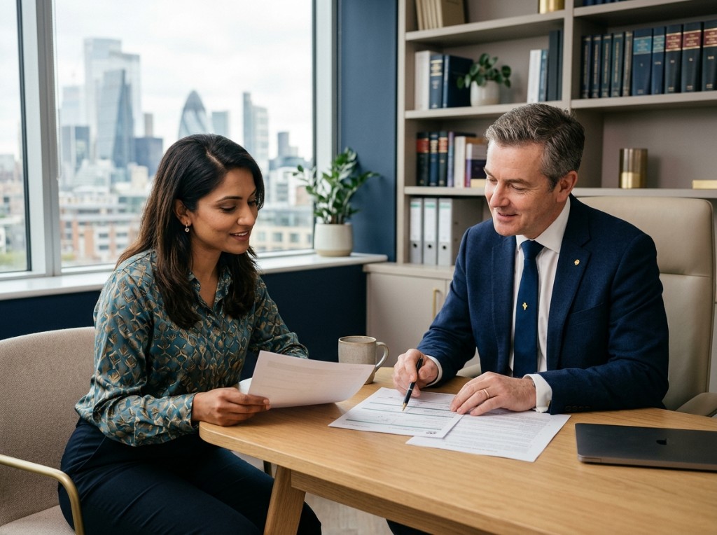 PRIMEVISA immigration advisers reviewing documents together in a modern office